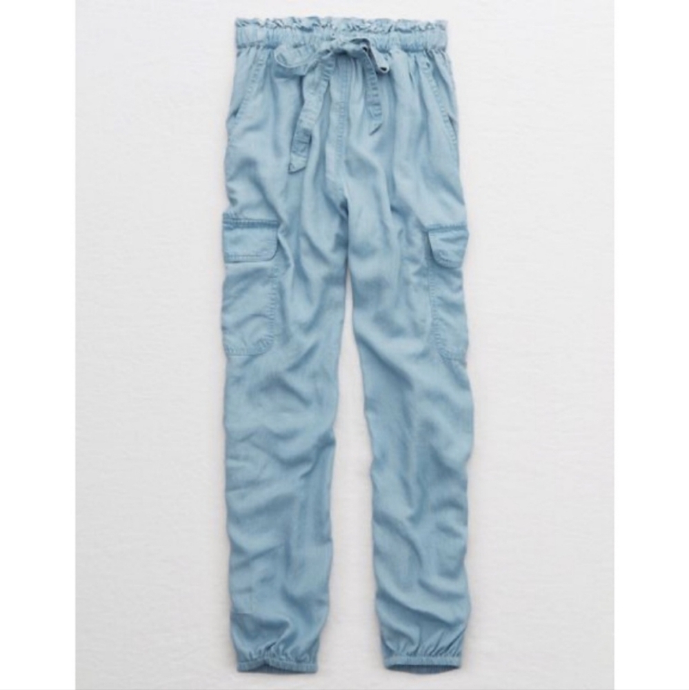 Aerie Chambray Cargo Joggers Size Small Lyocell